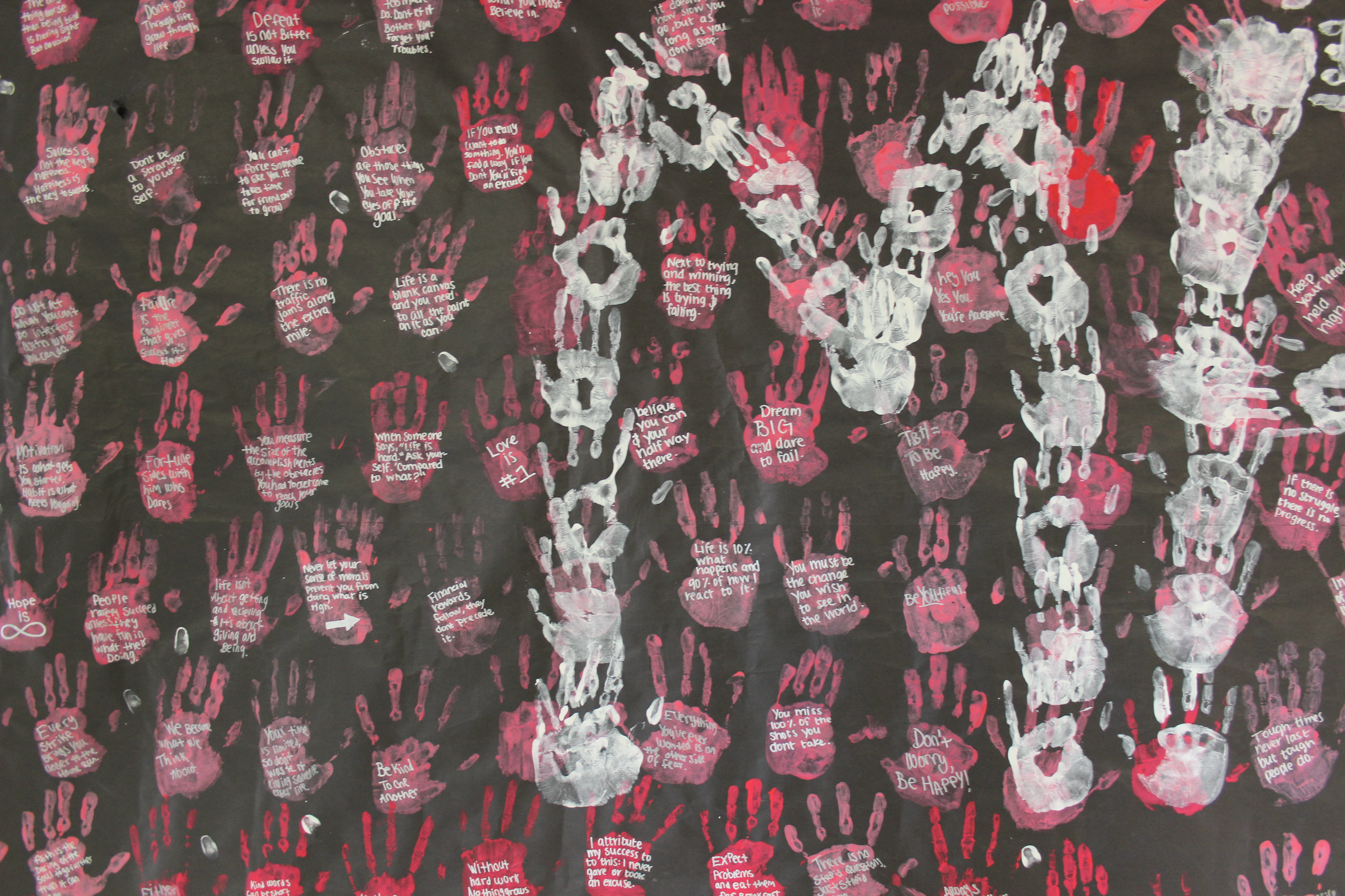 caption: Art in the halls at Marysville-Pilchuck High School following the mass shooting last October.