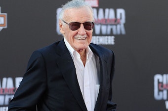 caption: Stan Lee attends the premiere of "Captain America: Civil War" at Dolby Theatre on April 12, 2016 in Hollywood, Calif.