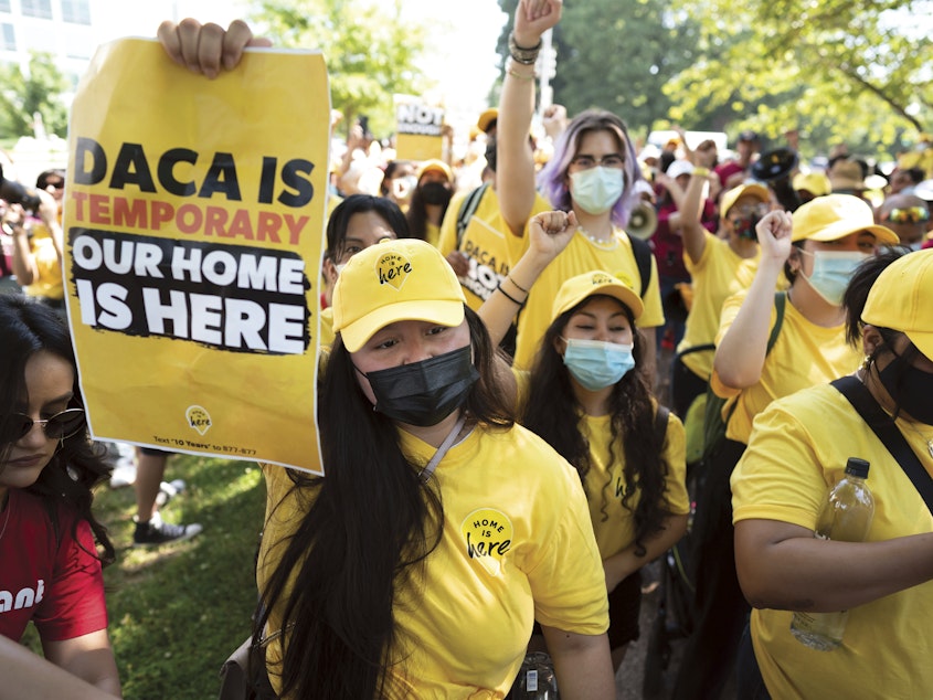 caption: A federal appeals court Wednesday, Oct. 5, 2022, ordered a lower court review of Biden administration revisions to DACA, a program preventing the deportation of hundreds of thousands of immigrants brought into the United States as children. The ruling, for now, leaves the future of DACA up in the air.