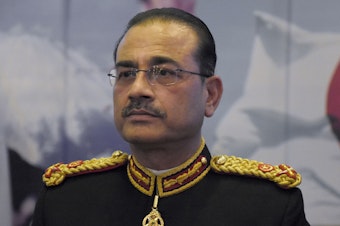 caption: Lt. Gen. Syed Asim Munir, seen here on Nov. 1, has been appointed to replace Gen. Qamar Javed Bajwa as head of Pakistan's army when Bajwa completes his term on Nov. 29. Munir, Pakistan's former spy chief, begins his new role amid bitter feuding between Prime Minister Shahbaz Sharif and former premier Imran Khan. Khan has accused Bajwa of playing a role in his ouster, a charge Bajwa has denied.
