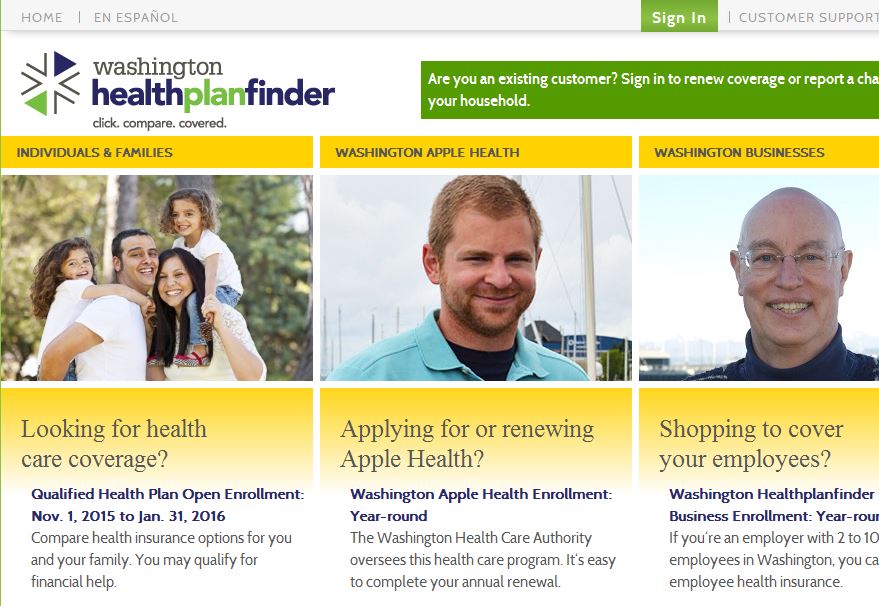 caption: The Washington Healthplanfinder website.
