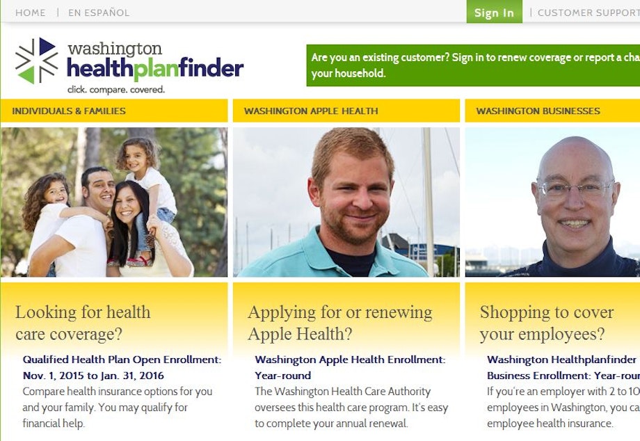 caption: The Washington Healthplanfinder website.