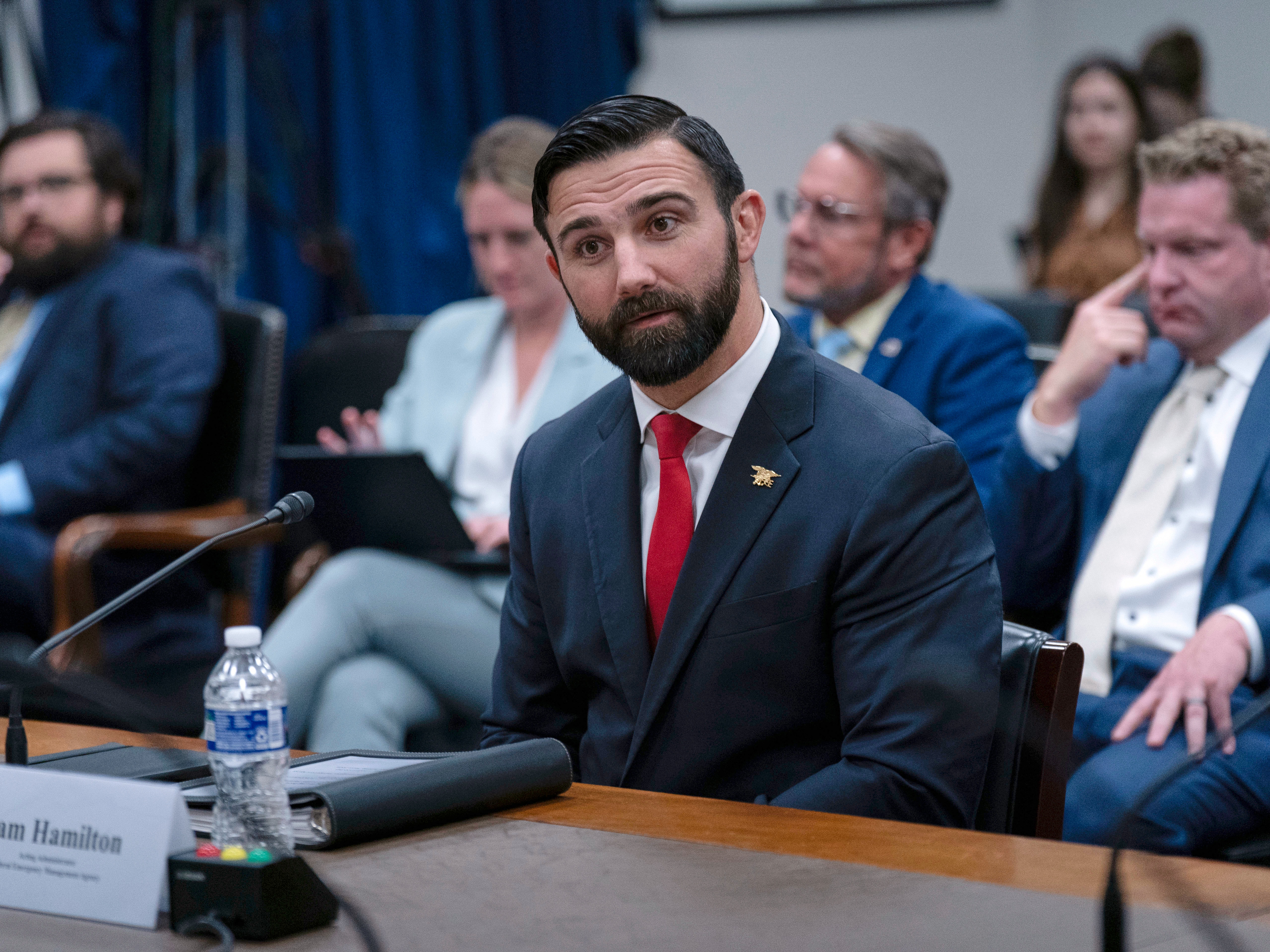 caption: Cam Hamilton, acting administrator of the Federal Emergency Management Agency, testifies before the House Committee on Appropriations subcommittee on Homeland Security oversight hearing of FEMA on Capitol Hill on Wednesday.
