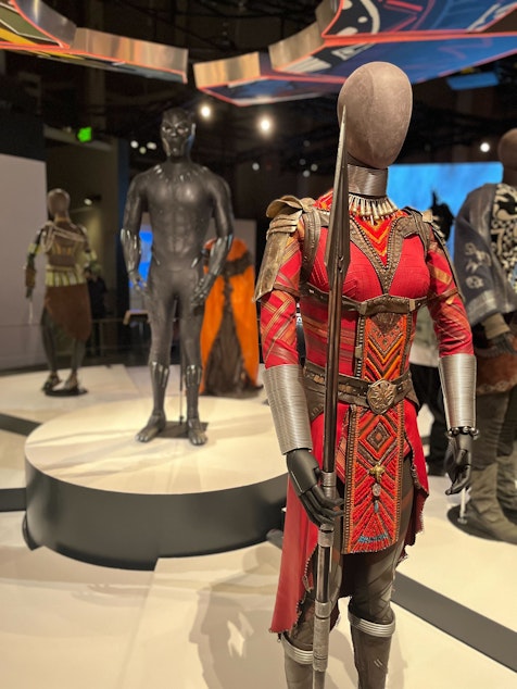 caption: The costumes for "Black Panther" drew heavy inspiration from a variety of tribal techniques and patterns, all of which design the visual aesthetic of the futuristic Wakanda. 