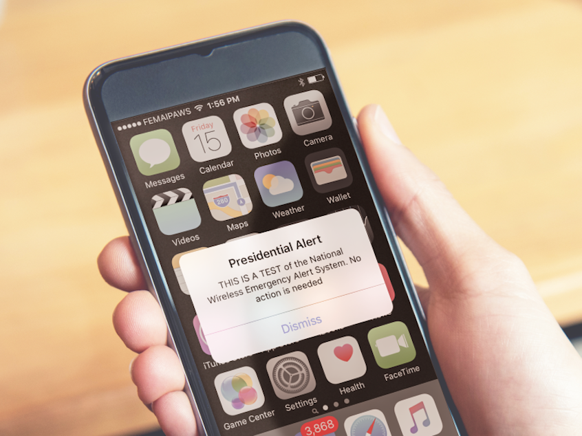 caption: People with cellphones will receive a message like this one on Wednesday.