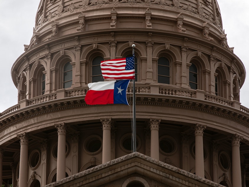 caption: The Texas State Capitol is seen on the first day of the 87th Legislature's special session on July 8, 2021 in Austin, Texas.