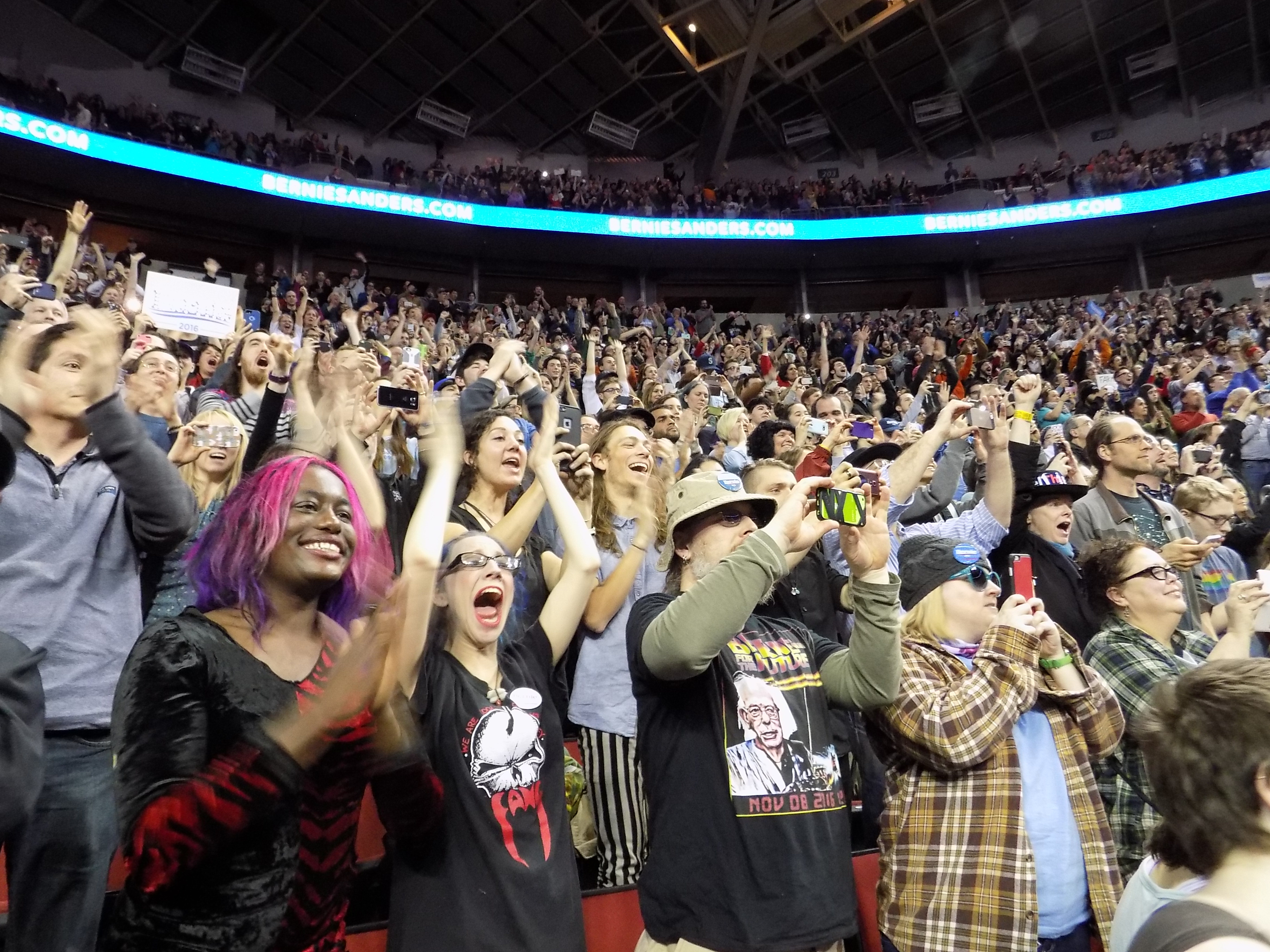 caption: 15,000 Bernie Sanders supporters turned up for his rally on Sunday, March 20, 2016, at the Key Arena.