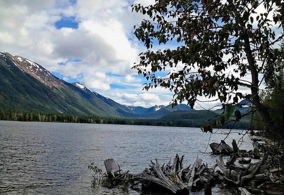 caption: The view of Bumping Lake from the bank near Chris Maykut's cabin. A Yakima Basin water plan could enlarge the central Washington lake, which would flood a small, shoreline community.