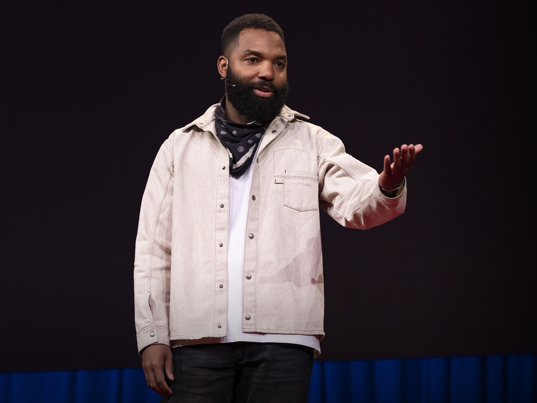 caption: Tavares Strachan speaks at TED2023 in Vancouver, BC, Canada.