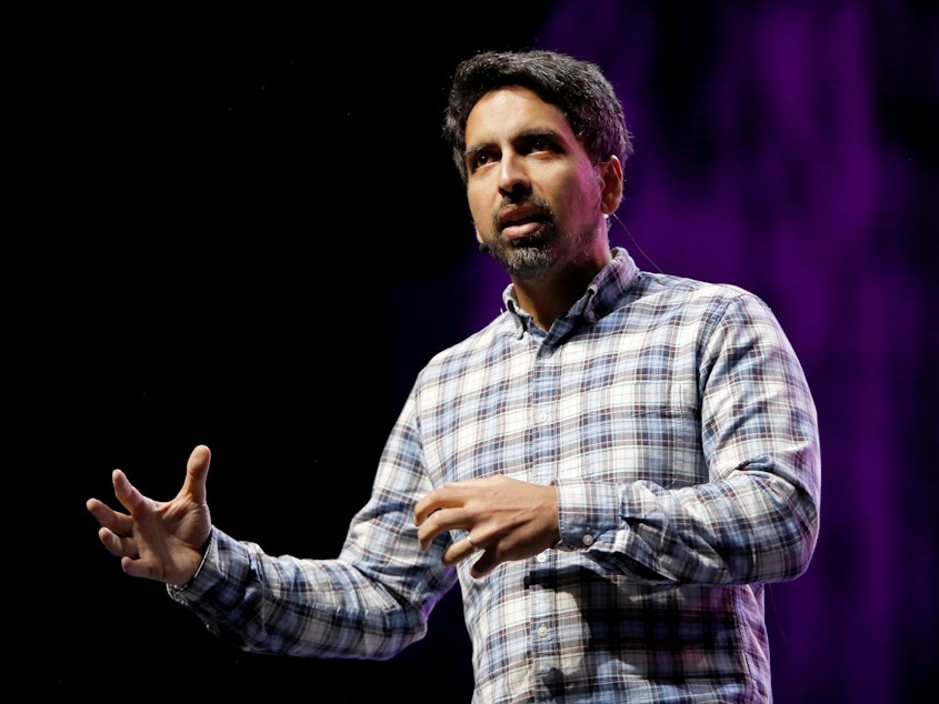 caption: For schools starting the fall with online-only instruction, Khan Academy Founder and CEO Sal Khan says, "Everything should be about pulling kids out of the screen."