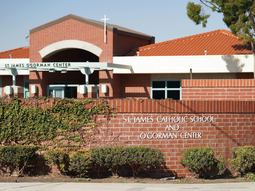 caption: Prosecutors say Mary Margaret Kreuper, the 79-year-old former principal of St. James Catholic School in Torrance, Calif., has agreed to plead guilty to stealing $835,339 from a Catholic elementary school where she was the principal — in part to fund her gambling habit.