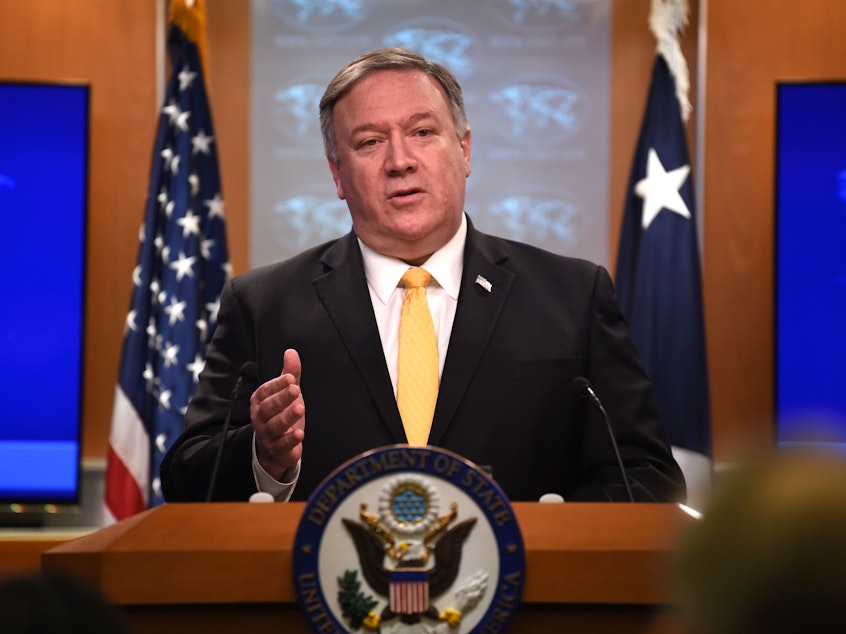 caption: Secretary of State Mike Pompeo tells reporters Friday that the United States will withdraw from the Intermediate-Range Nuclear Forces Treaty with Russia.