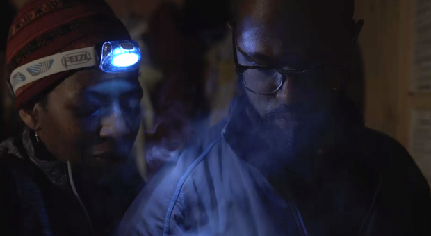 caption: <p>Carla Danley and Sam Baraso make a hot dinner after a long day of skiing.</p>