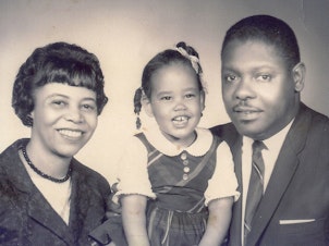 caption: A family photo of Bettye, Miriam and Edwin Pratt together in 1966.