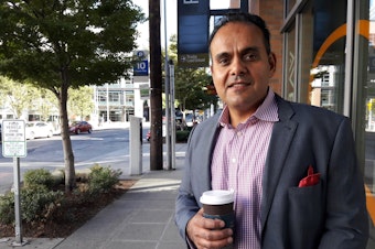 caption: Sunjay Pandey, a former Amazon product manager, now runs Capital One's innovation lab, practically on the doorstep of Amazon's South Lake Union headquarters.