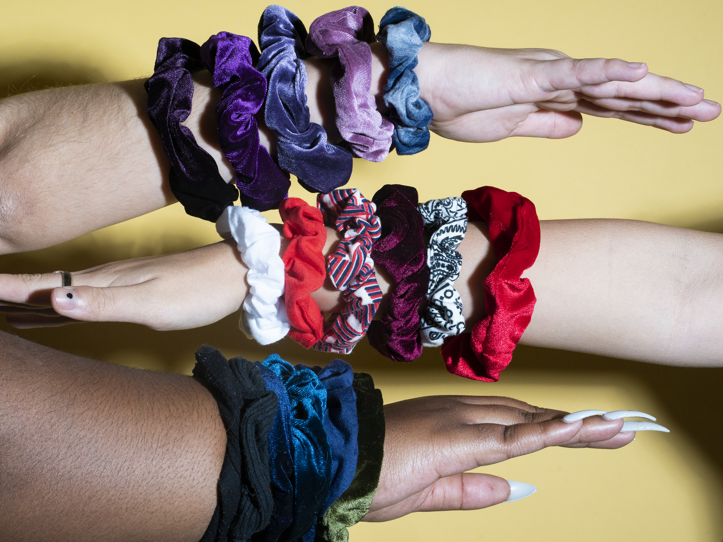 caption: A surprising number of cultural themes brought the scrunchie its new mass appeal — boosted by an Internet teen subculture.