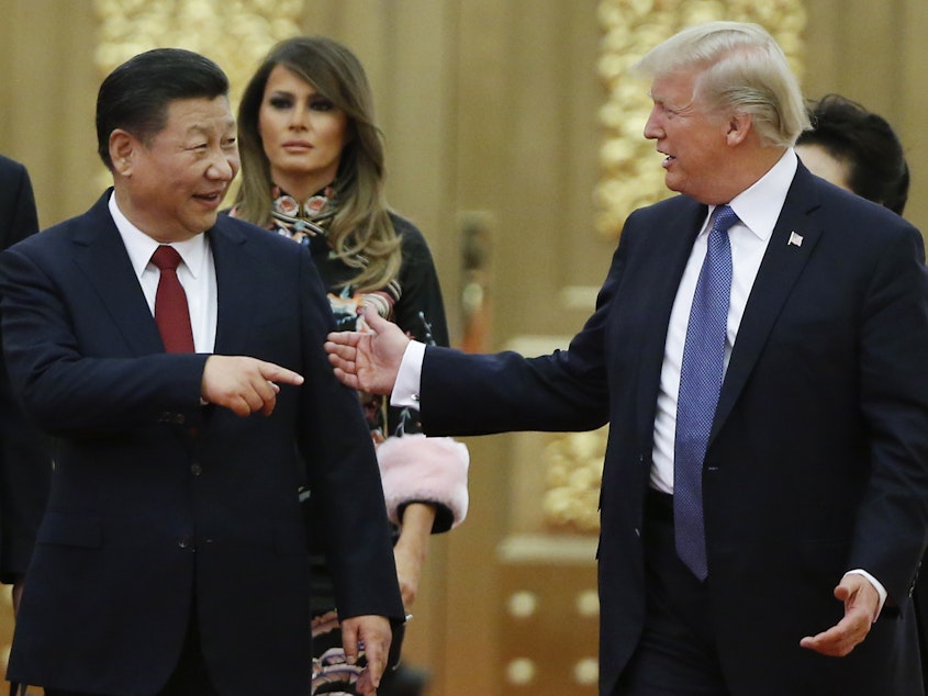 caption: President Trump and China's President Xi Jinping are expected to talk about trade on the sidelines of the G-20 summit in Osaka, Japan, later this month.