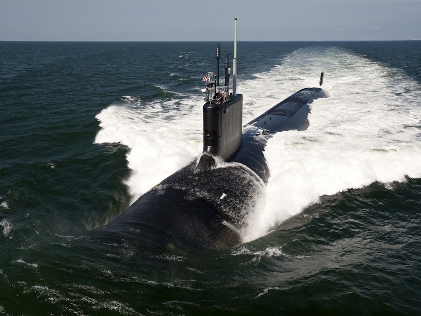 caption: The Virginia-class attack submarine USS California (SSN 781) underway during sea trials in Atlantic Ocean on June 30, 2011.