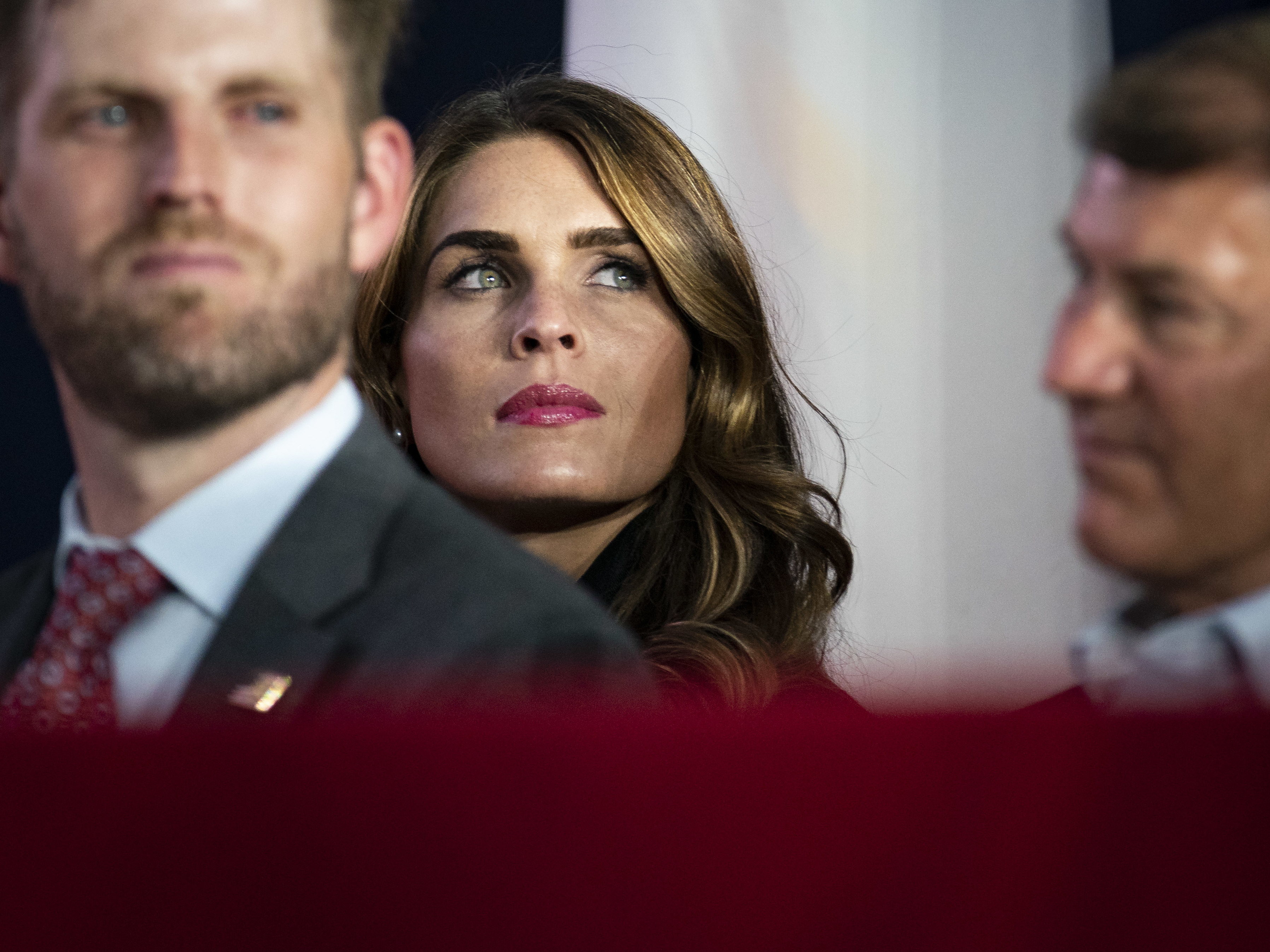caption: Hope Hicks, who has traveled with President Trump at least three times in the past week alone, has tested positive for the coronavirus.