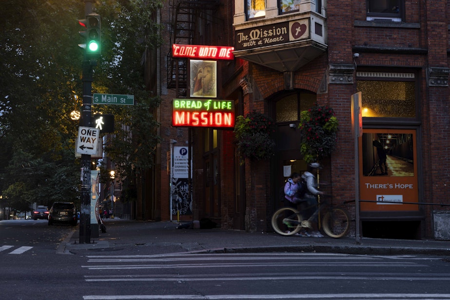 caption: Bread of Life Mission in Seattle's Pioneer Square.