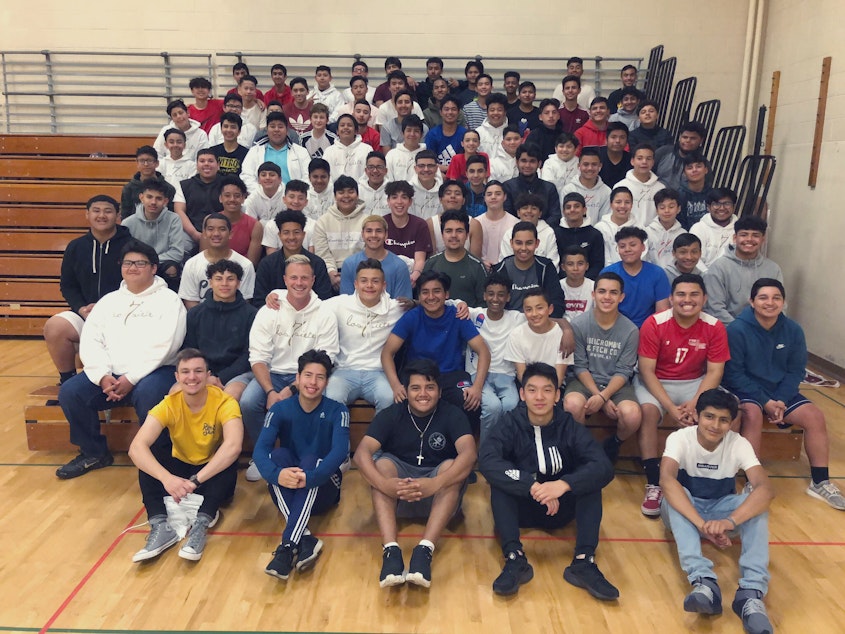 caption: Los Siete started as a group for seven middle school boys at Chinook Middle School. Since then, the group has grown to about 150 students.