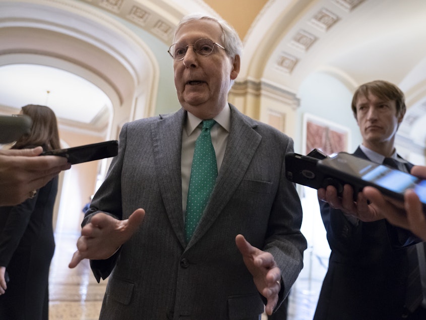 caption: Senate Majority Leader Mitch McConnell, R-Ky., is pushing for a broader deal on spending bills for 2020 but helped craft a stopgap measure to avoid a possible shutdown.