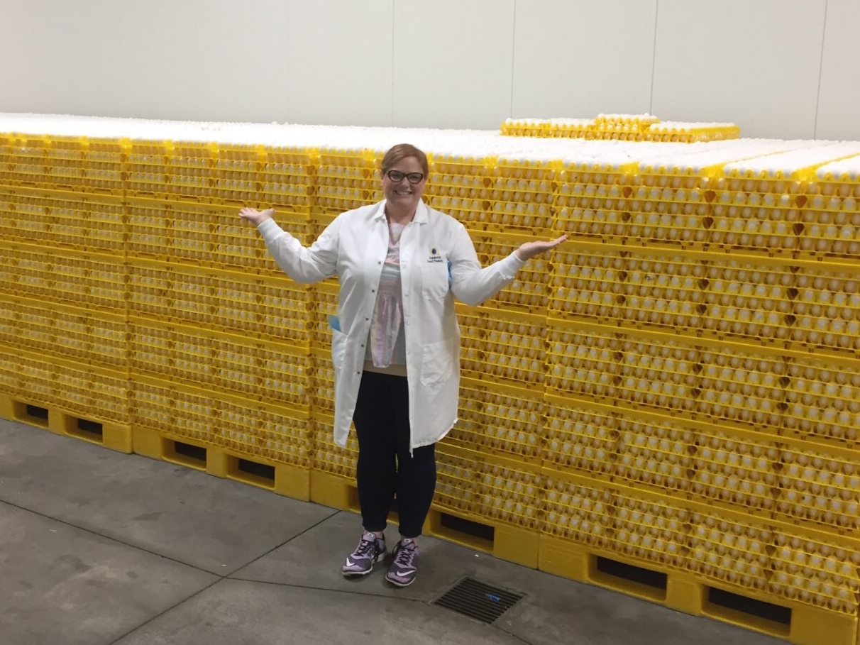 caption: "Easter is our Super Bowl," says Emily Metz, who leads the American Egg Board. With a glut of eggs on the market, she's hoping that Americans will shell out for an extra dozen this year.