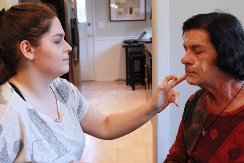 caption: Dakota Keogh and her daughter Adrienne, who applies makeup. Keogh recently came out as transgender to her family.