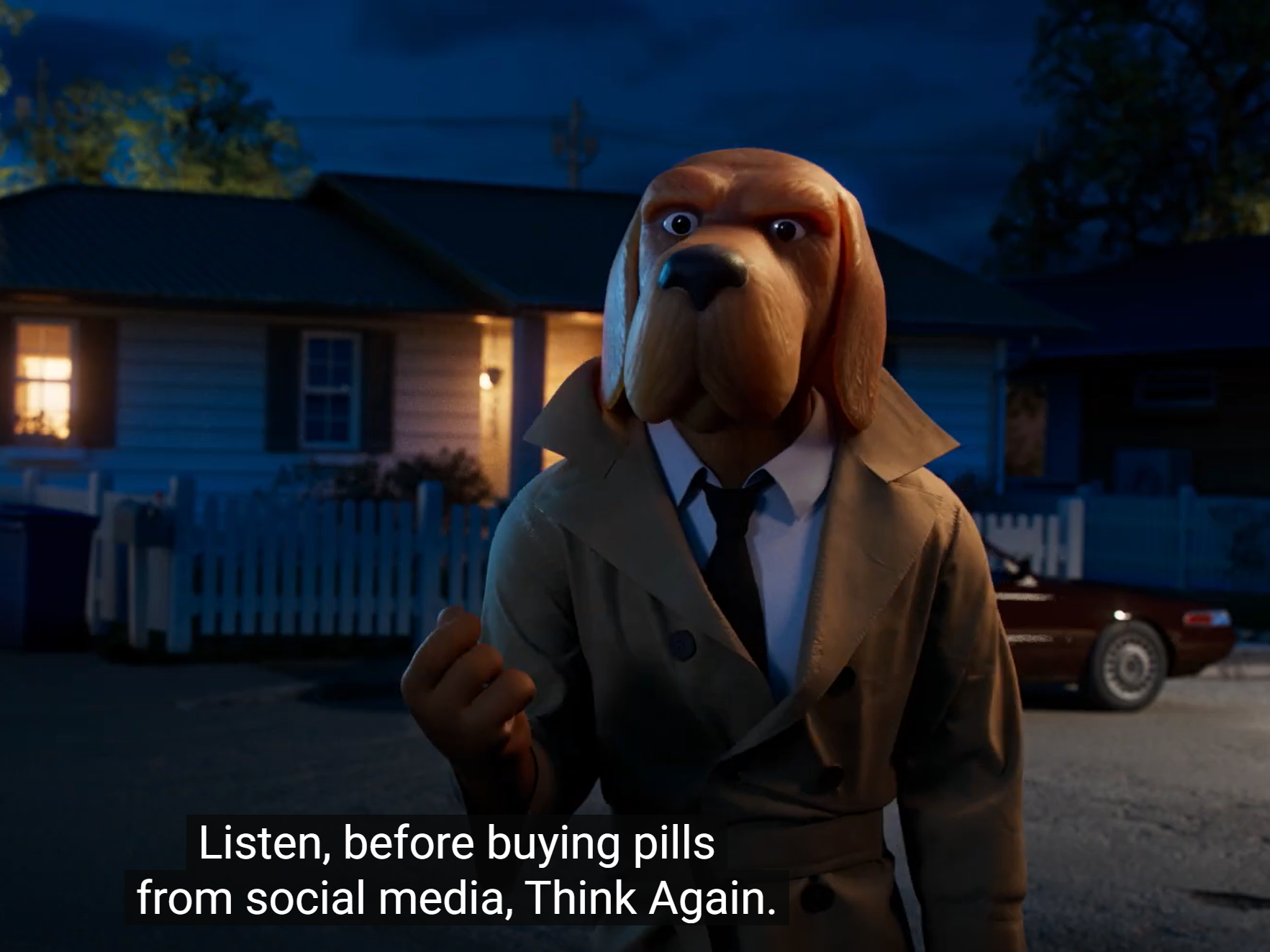 caption: A McGruff the Crime Dog public service ad warning young people of fake prescription drugs that may contain fentanyl.