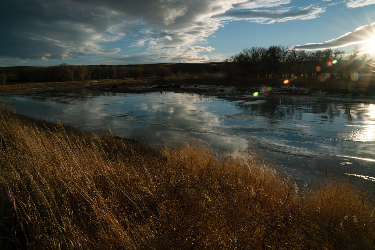 caption: The Marias River in Northwest Mont. Grizzly bears used to live from Alaska to central Mexico, ranging from the Pacific Coast to Missouri. Today, they only inhabit 2 percent of that historic range, living in isolated pockets. CREDIT: CLAIRE HARBAGE/NPR