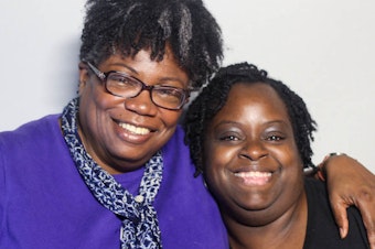 caption: Corinthia Isom, right, was just a child when her mother died. At StoryCorps in 2015, Kathleen Payne, left, told Isom why her mom trusted her to take care of her daughter.