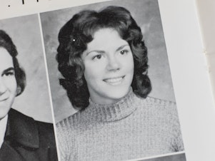 caption: A photograph of Marilyn Geewax in the high school yearbook. She went on to Ohio State and a career as a business journalist.