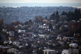 caption: Homes in Queen Anne are shown from the Space Needle on Monday, Nov. 6, 2017, in Seattle.
