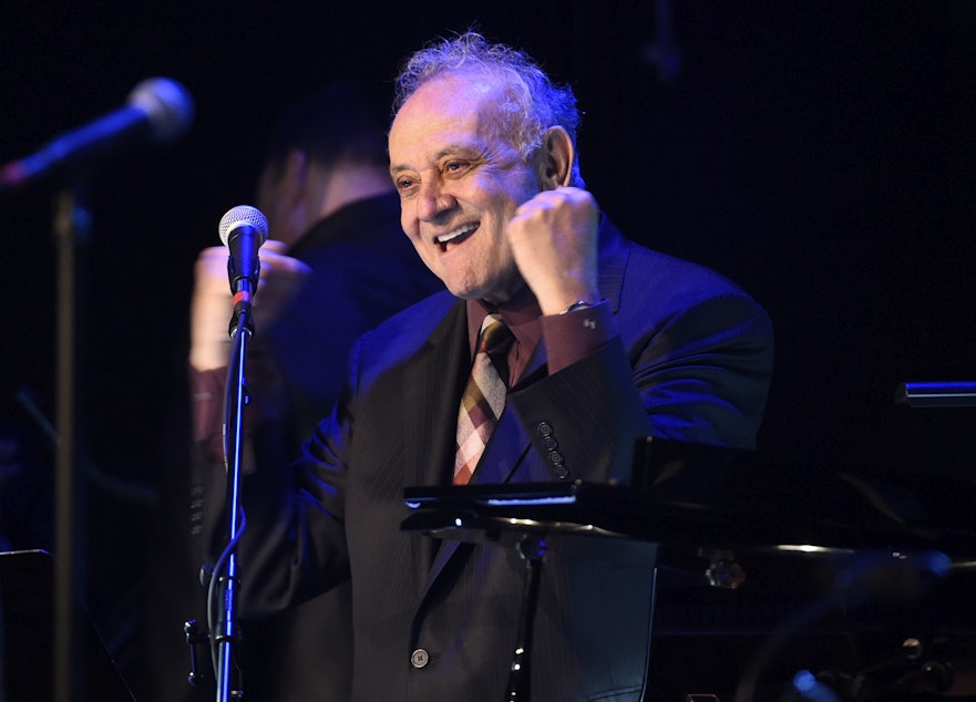 caption: Angelo Badalamenti performs at the David Lynch Foundation Music Celebration at the Theatre at Ace Hotel on Wednesday, April 1, 2015, in Los Angeles.