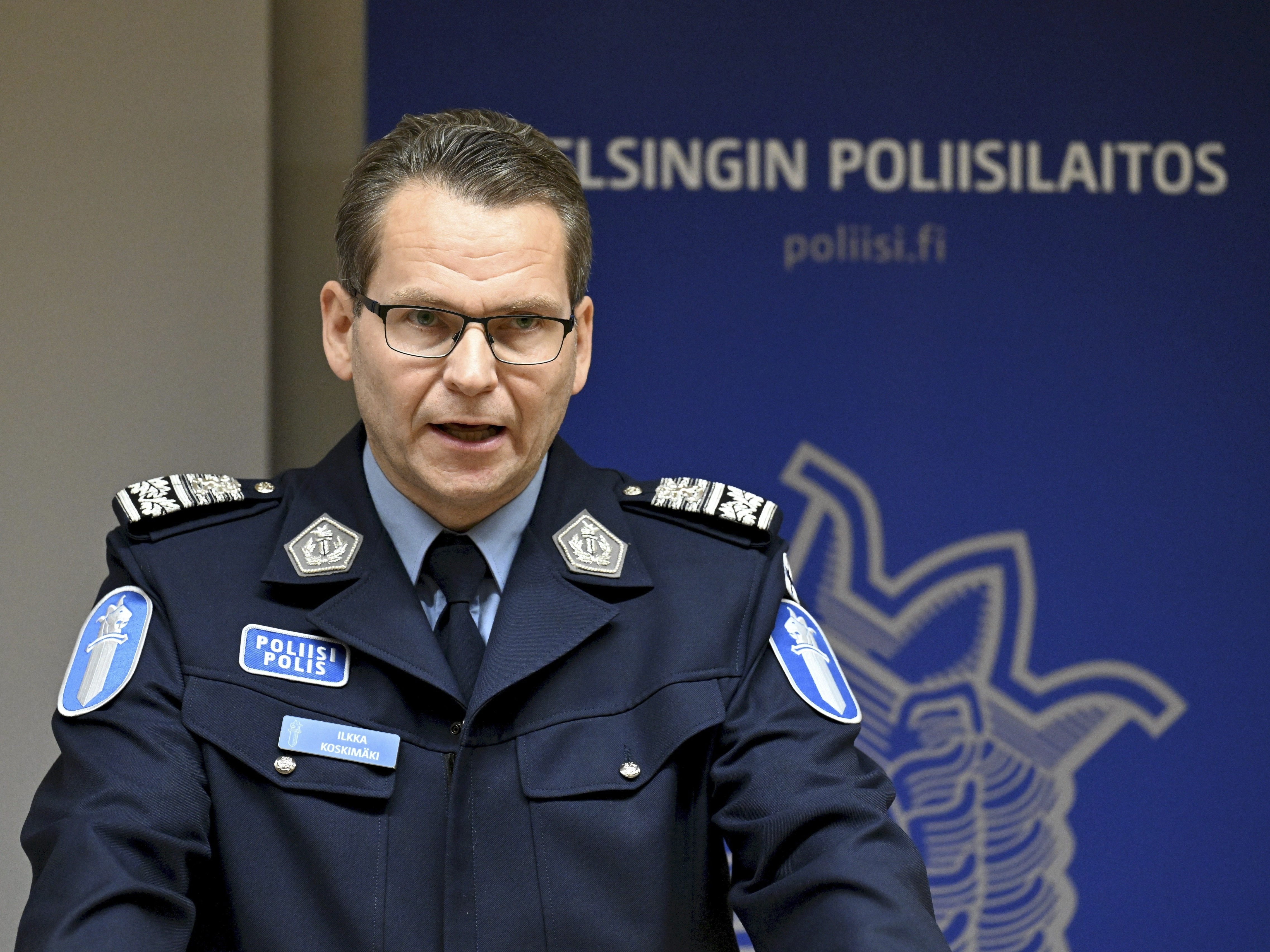 caption: Finnish National Police Comissioner Ilkka Koskim'ki attends a press conference in Helsinki, Finland, on Thursday, investigating the electricity transmission between Finland and Estonia through the Estlink 2 connection which was cut on Christmas Day, according to Finnish grid operator Fingrid.