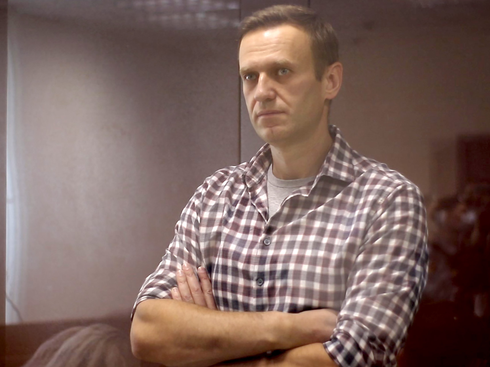 caption: Russian opposition activist Alexei Navalny during a court hearing in February.