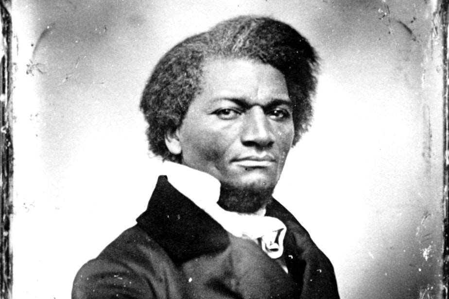 caption: An undated photo of abolitionist Frederick Douglass. (AP Photo)