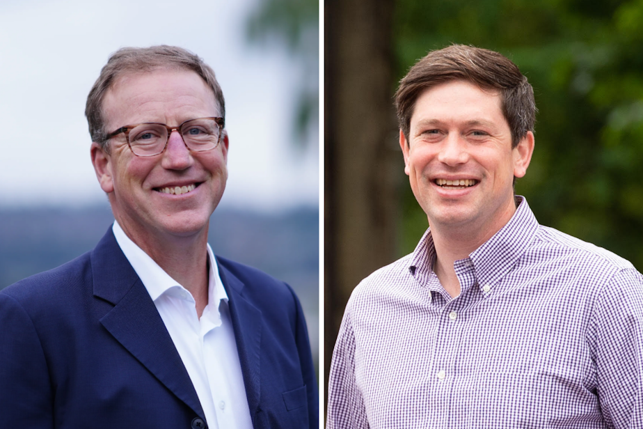 caption: Pete Hanning (left) is challenging incumbent Dan Strauss (right) for his District 6 seat on the Seattle City Council in 2023. 