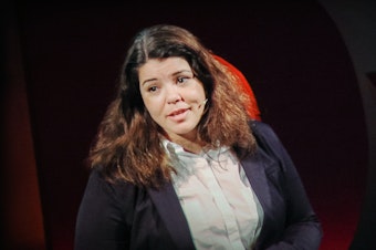Celeste Headlee on the TED stage.