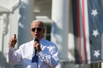 caption: U.S President Joe Biden speaks during an event celebrating the passage of the Inflation Reduction Act on the South Lawn of the White House on September 13, in Washington, DC. The new law gives Medicare the power to negotiate drug prices.