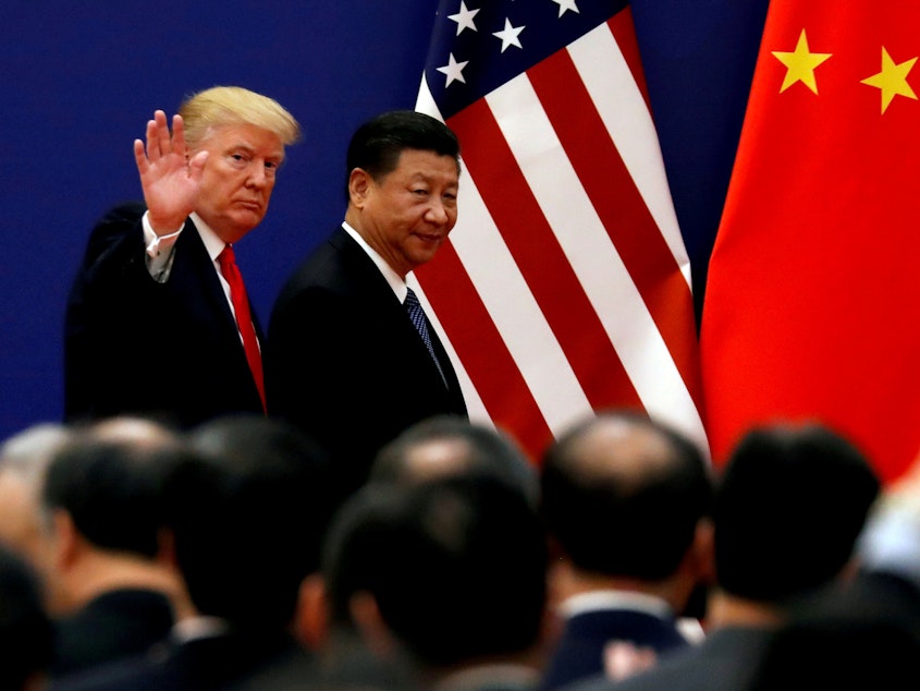 caption: President Trump is due to meet with Chinese leader Xi Jinping in Japan this weekend, raising hopes the two leaders might call a truce in their trade war. The White House has downplayed expectations of a deal.