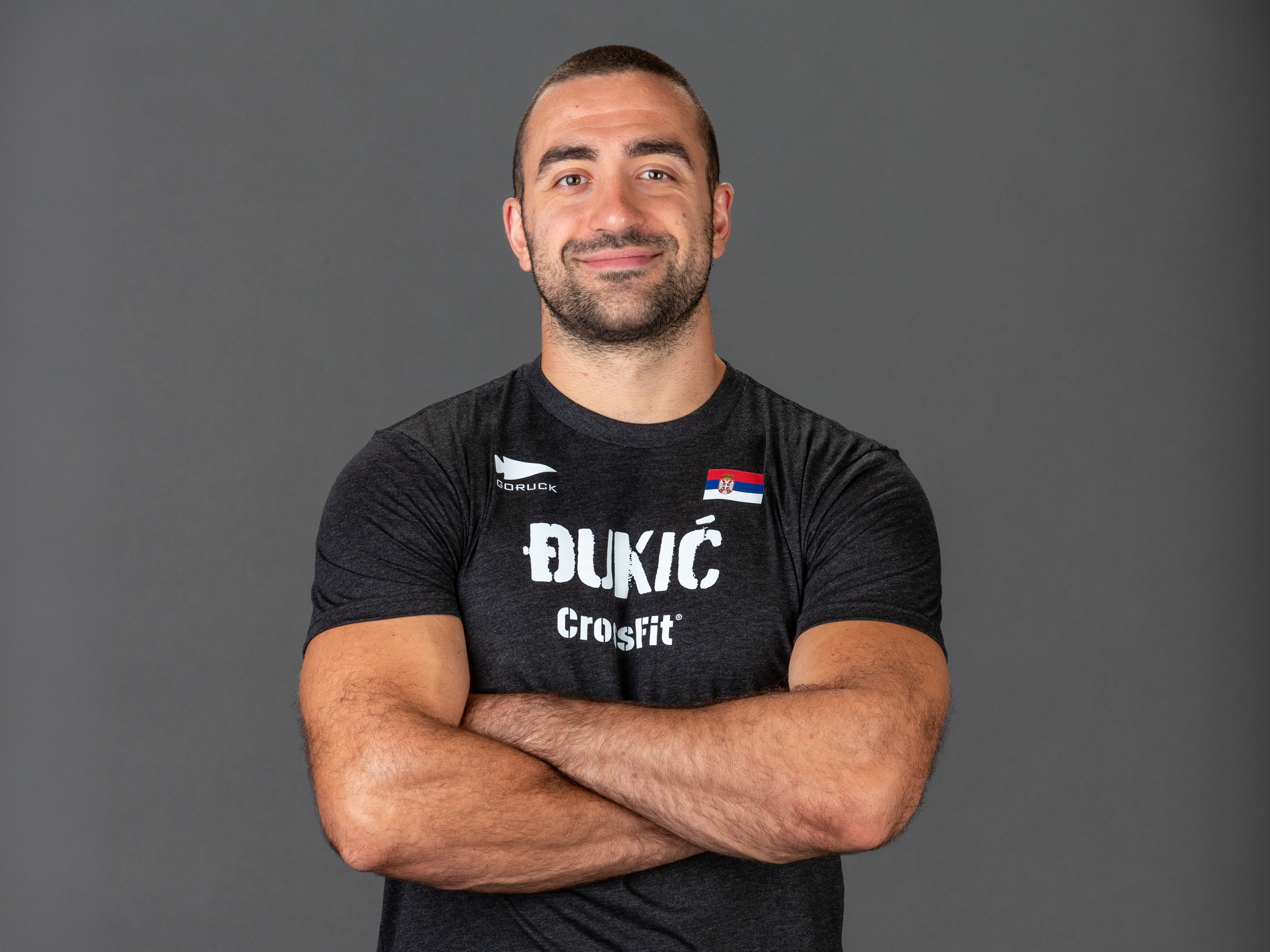 caption: A photo of Lazar Dukic, who died on Thursday during the individual swimming portion of the 2024 CrossFit Games.