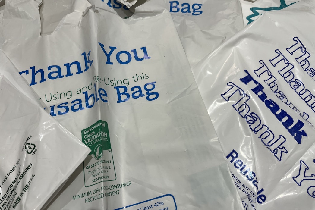 caption: Thin, single-use plastic bags have been replaced with thicker ones intended for multiple use. But a new study shows many people tend to use the bags just once.