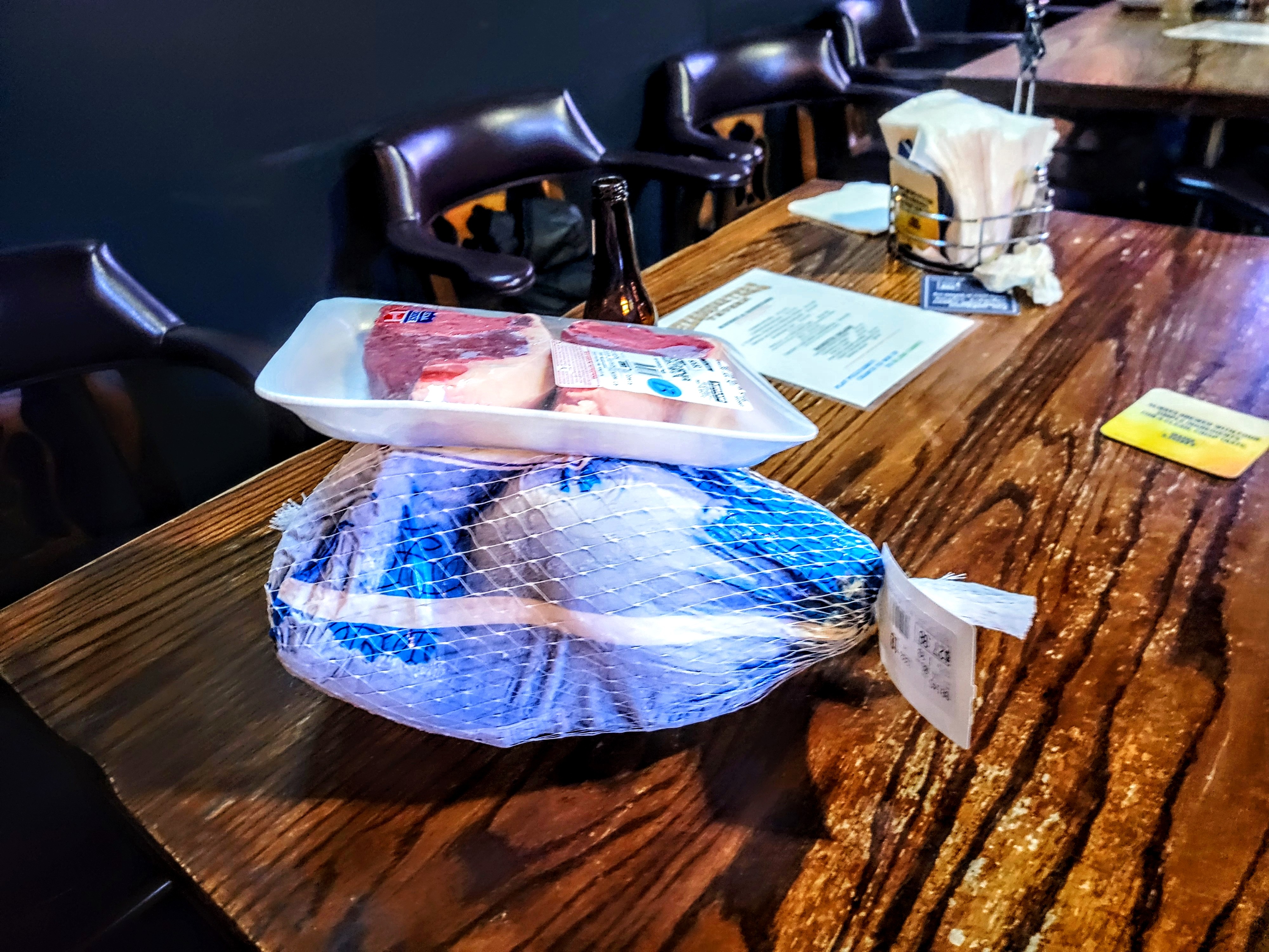 caption: A stack of prizes at the meat draw on Thursday, November 13, 2025.