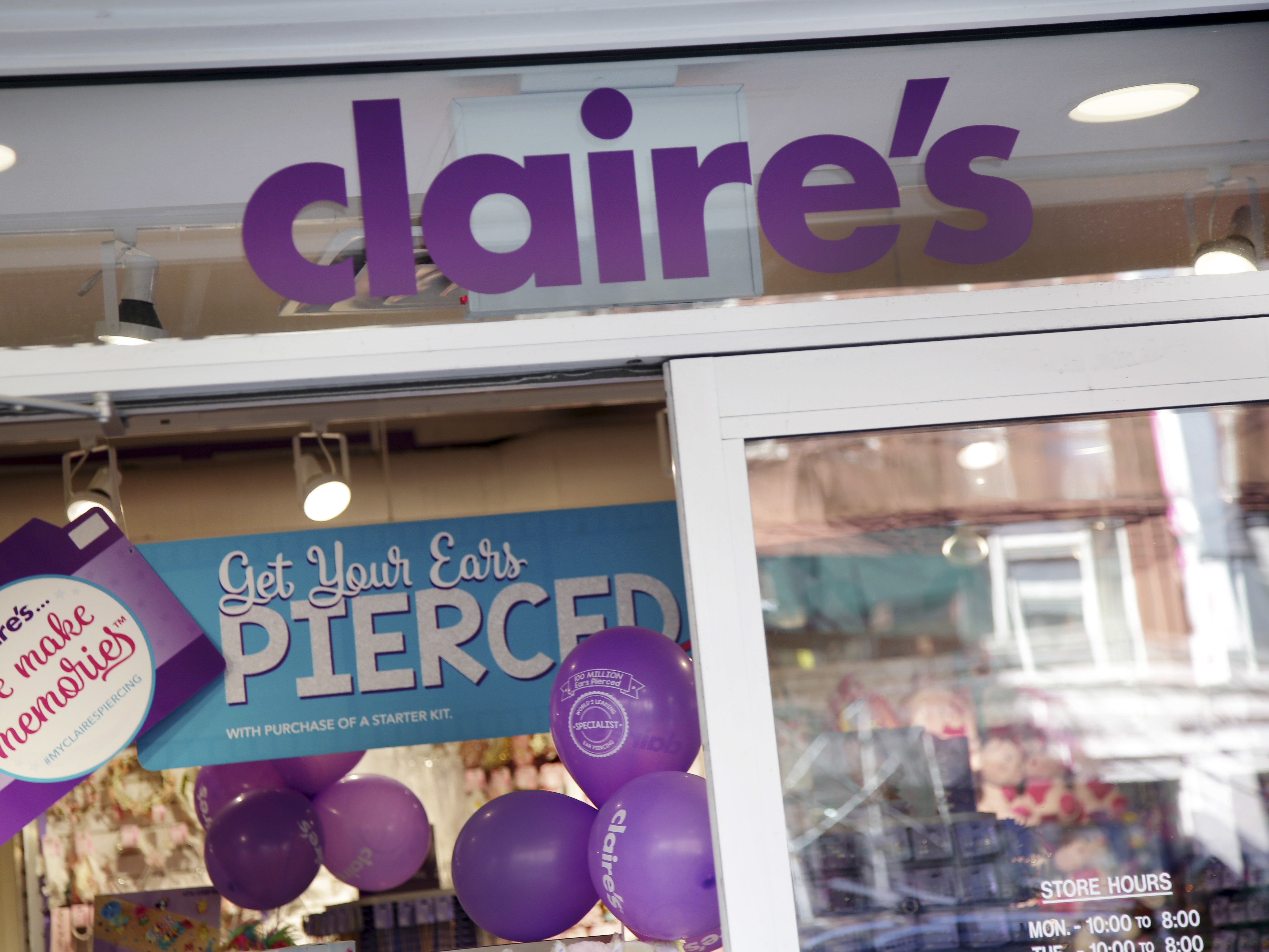caption: An American mall staple, Claire's is known for its ear piercing services and brightly colored jewelry for young shoppers.