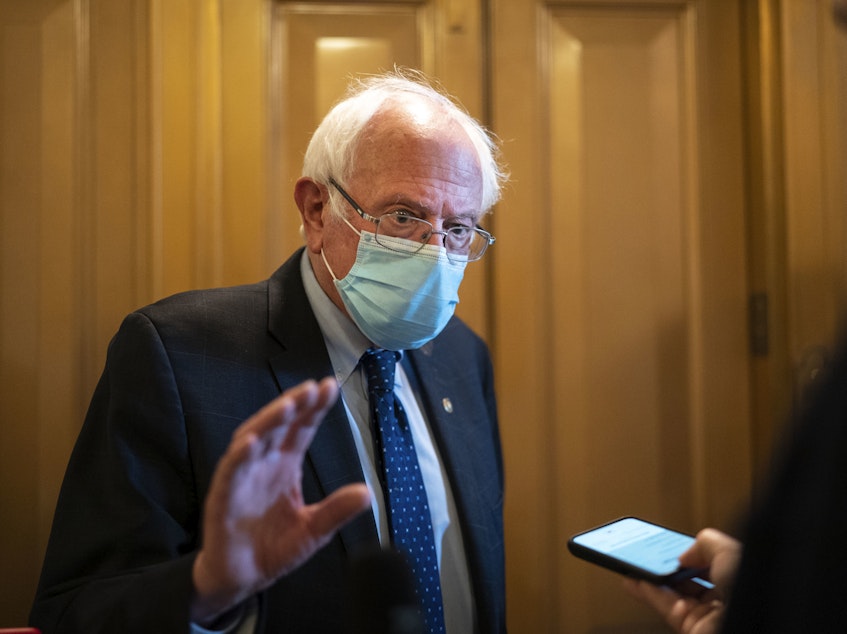 caption: Sen. Bernie Sanders, I-Vt., and the chair of the Congressional Progressive Caucus, Rep. Pramila Jayapal, D-Wash., are proposing free college tuition for those from families earning up to $125,000 per year.