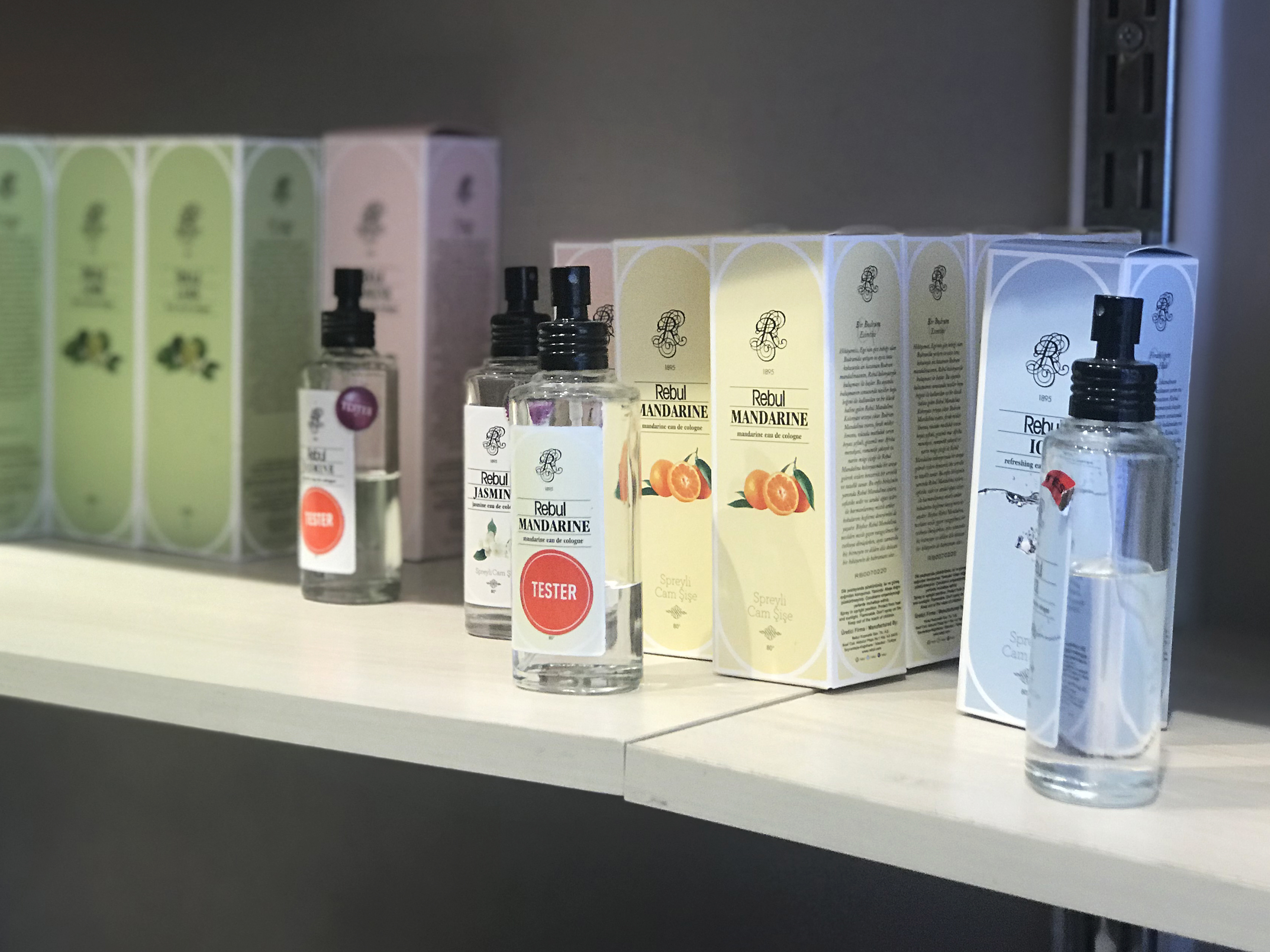 caption: A display of Turkey's popular Rebul colognes in Istanbul. Cologne is in high demand because its 80% alcohol content helps it double as a disinfectant in the Turkish tradition of splashing hands when arriving at or leaving someone's home, a restaurant or elsewhere.