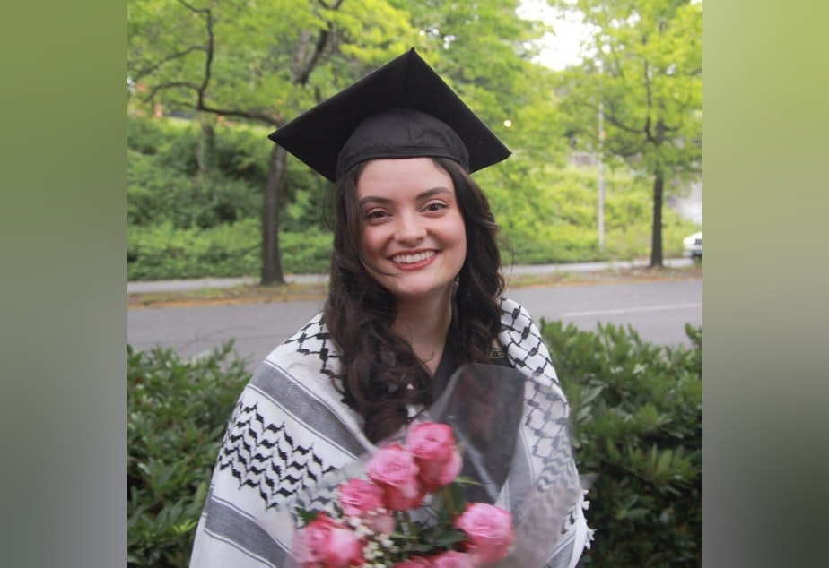 caption: Aysenur Eygi on UW graduation day