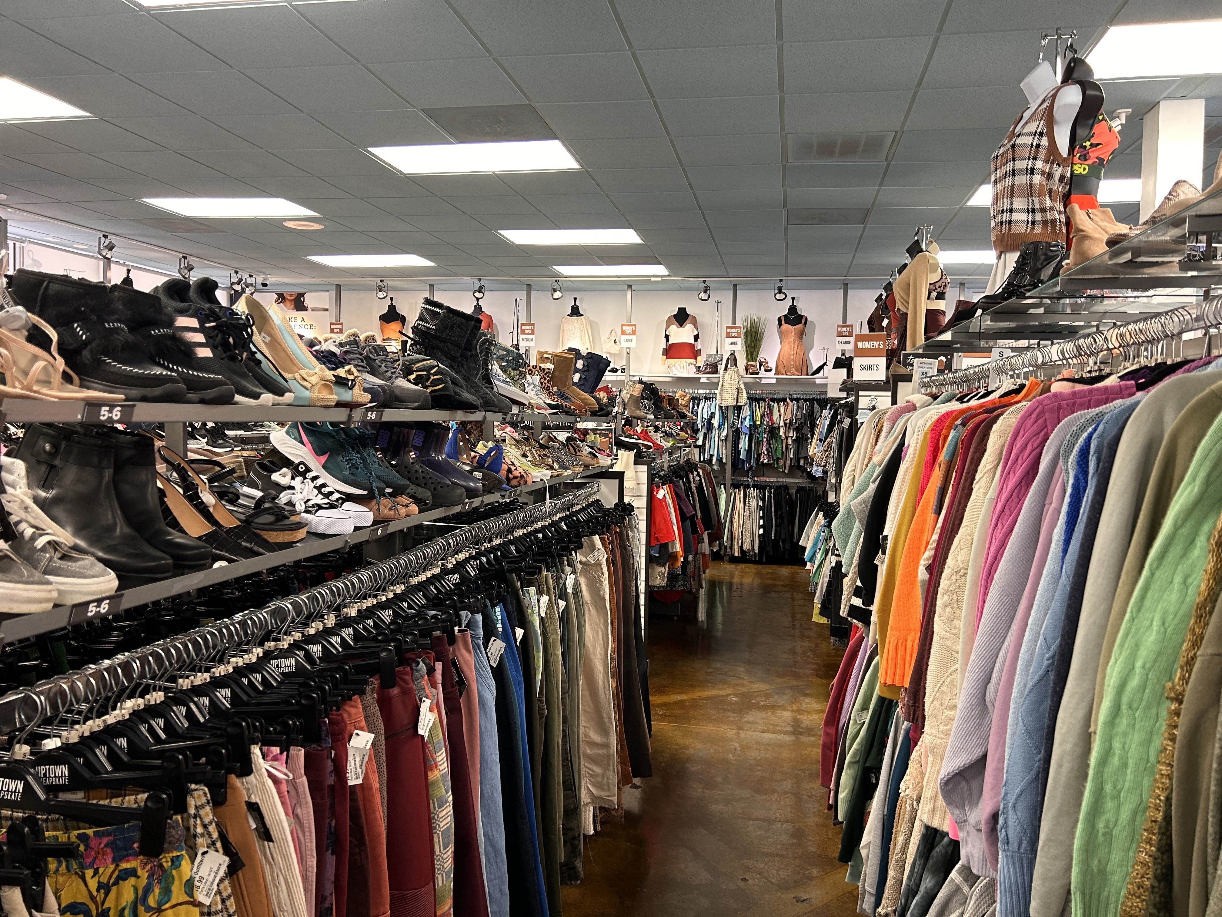 caption: Thrift stores, like this one in Charlotte, N.C., could see an uptick in sales amid economic woes. But experts say supply could also become an issue.