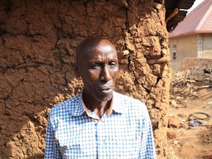 caption: Innocent Gasinzigwa lost his wife and seven children in the 1994 Rwandan genocide. He believes God allowed him to live so that he could lay the bodies of genocide victims to rest.